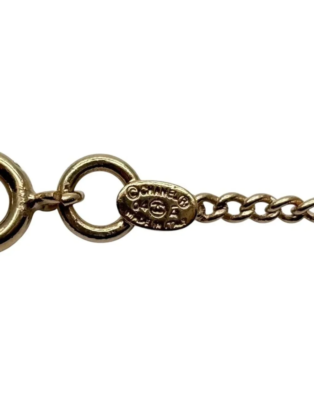 Chanel CC Logo Necklace 04 46 Metal Rhinestone Clear Gold